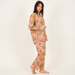 Long-Sleeved Cotton Pajamas - Pink