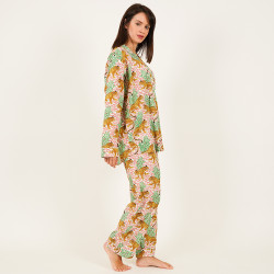 Long-Sleeved Cotton Pajamas - White