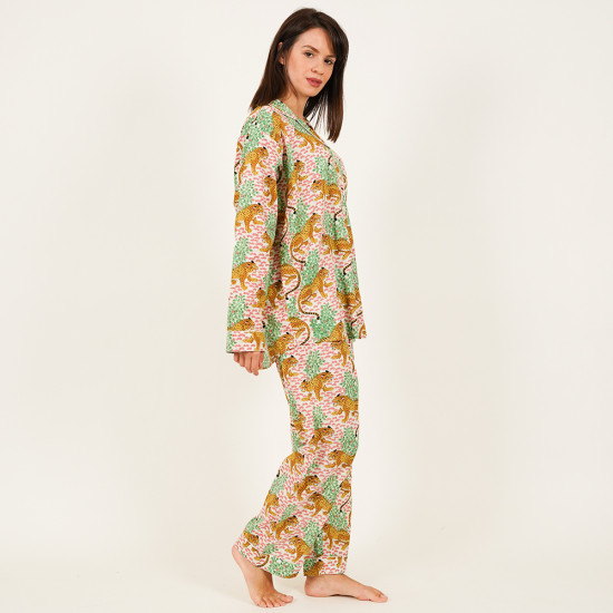 Long-Sleeved Cotton Pajamas - White Long-Sleeved Cotton Pajamas - White