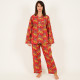 Long-Sleeved Cotton Pajamas - Red Long-Sleeved Cotton Pajamas - Red