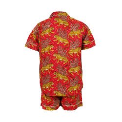 Short-Sleeved Cotton Pajamas With Red Shorts