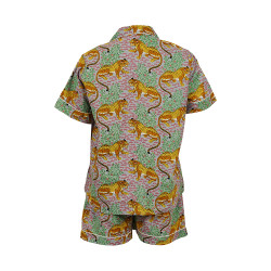 Short-Sleeved Cotton Pajamas With Gray Shorts