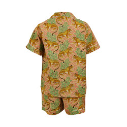 Short-Sleeved Cotton Pajamas With Beige Shorts