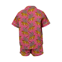 Short-Sleeved Cotton Pajamas With Pink Shorts