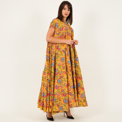 Double Cloche Midi Dress - Yellow - Free Size