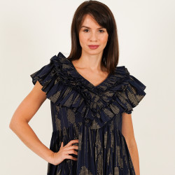 Ruffle Maxi Dress - Navy