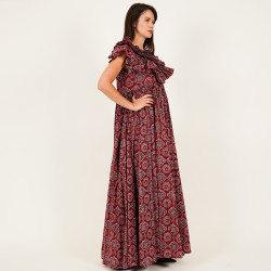 Ruffle Maxi Dress - Burgundy
