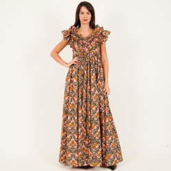 Ruffle Maxi Dress - Apricot
