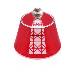 Tarboosh Shaped Clear Container With Wooden Base And Pearl Handle 10*15 cm - Red