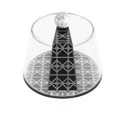 Tarboosh Shaped Clear Container With Wooden Base And Pearl Handle 12*18 cm - Black
