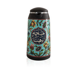 Tea Thermous Set - blue base with multicolored design