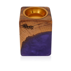 Hand Made Natural Wood Mubkhar - Purple