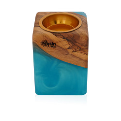 Hand Made Natural Wood Mubkhar - Blue