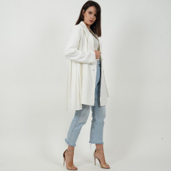 Elegant Patchwork Ruffle Jacket - White