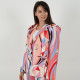Pleated Belt Blazer - White - Free Size
