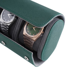 Travel Leather Storage Bag for 2 Watches - Green