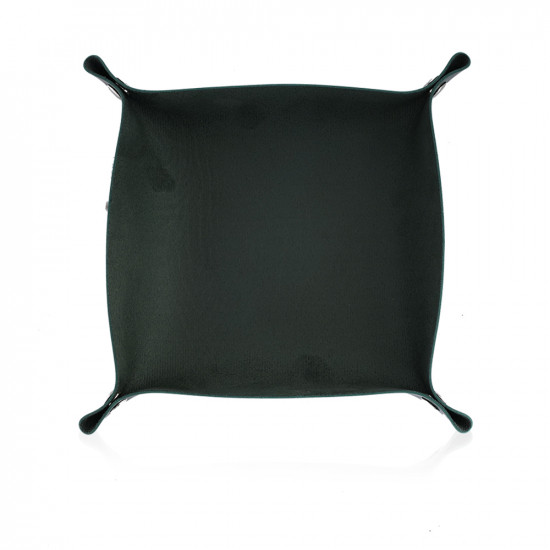 Leather And Velvet Tray - Green