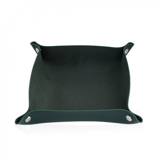 Leather And Velvet Tray - Green