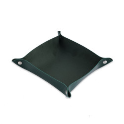 Leather And Velvet Tray - Green