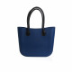 Classic Bag With Long Leather Handles - Dark Blue With Black  
