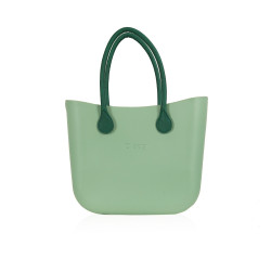 Classic Bag With Long Leather Handles - Sage Green With Brown