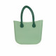 Classic Bag With Long Leather Handles - Sage Green With Brown