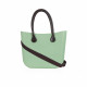 Classic Bag With Long Leather Handles - Sage Green With Brown
