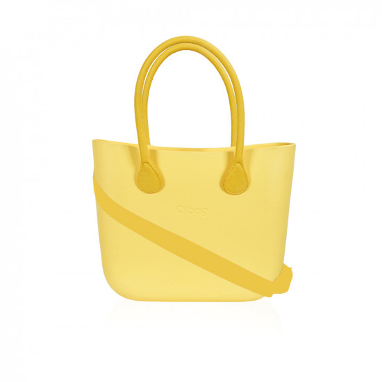 Classic Bag With Long Leather Handles - Yellow With Black  