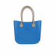 Bag With Long Leather Handles - Blue With Gold