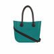 Classic Bag With Long Leather Handles - Petrol Green With Brown