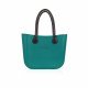 Classic Bag With Long Leather Handles - Petrol Green With Brown