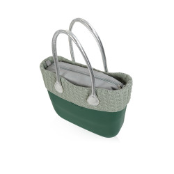 Bag With Silver Handles - Olive With Grey Wool