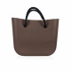 Bag With Short Black Rope Handles - Chocolate With Beige