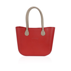 Classic Bag With Long Leather Handles - Ruby With Black