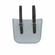 Classic Bag With Long Leather Handles - Silver With Brown