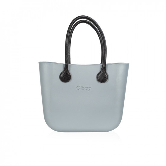 Classic Bag With Long Leather Handles - Silver With Brown