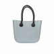 Classic Bag With Long Leather Handles - Silver With Brown