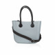 Classic Bag With Long Leather Handles - Silver With Brown