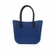 Classic Bag With Long Leather Handles - Navy Blue With Black