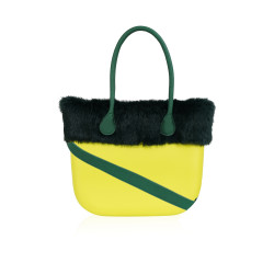 Classic Bag With Short lacquered Handles - Lime With Green
