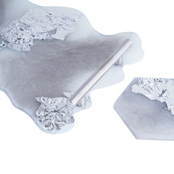 Book break - coaster - rectangular tray Set - Gray/ Off White/ Silver