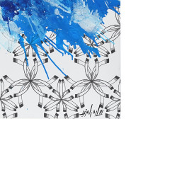 Digital Zentangle Painting - Gray - Blue - White