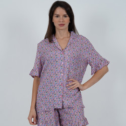 Short Printed Pijama Set - Purple