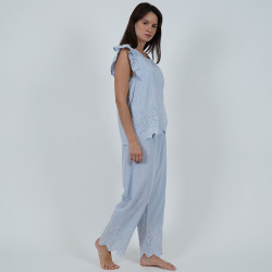 Ruffle shirt Pijama Set - Sky Blue