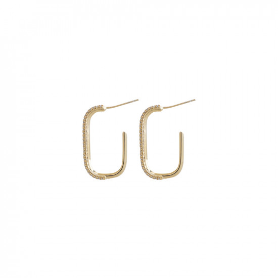 Cubic loop earrings with zircon - Gold - Free size