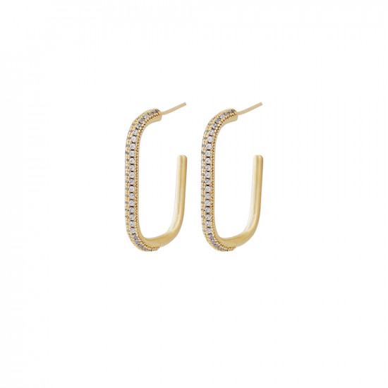 Cubic loop earrings with zircon - Gold - Free size