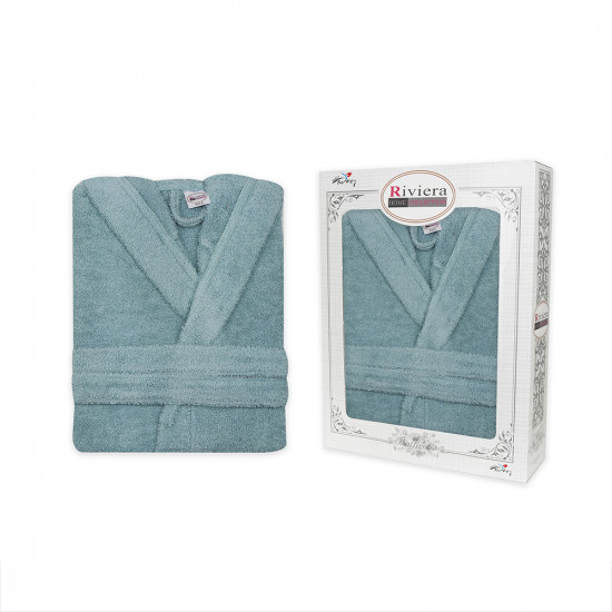 Turkish Bathrobe Without Hood For Women - Turquoise