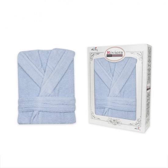 Turkish Bathrobe Without Hood For Women - Light Blue