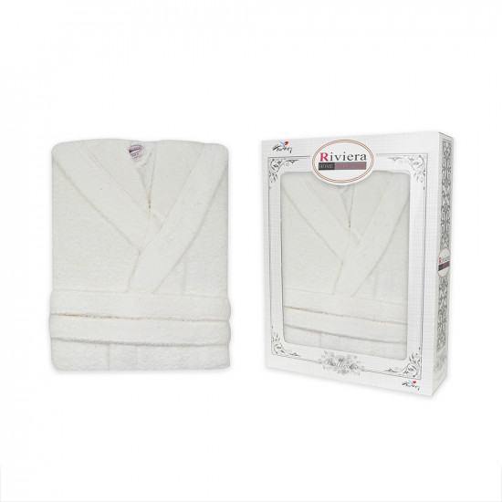 Turkish Bathrobe Without Hood For Women - Cream