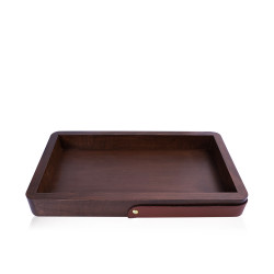 Wooden Tray With Leather Belt